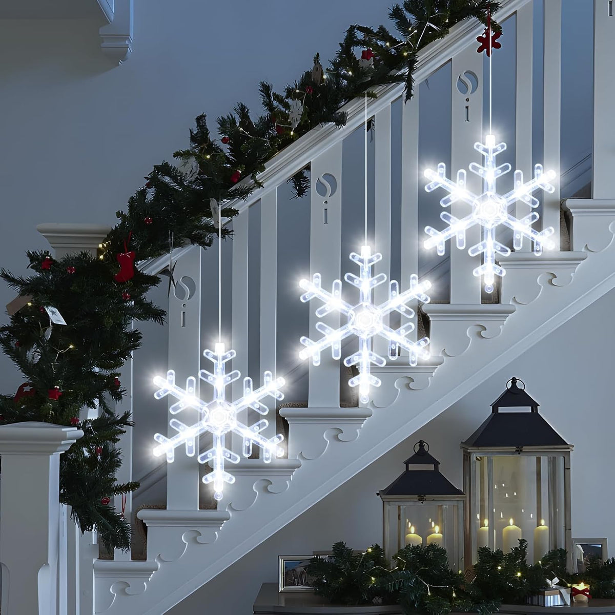 LuminGlow Snowflake Window Lights – Thoughtful Christmas Gift for Her, Mom & Coworkers with 3Pack Value