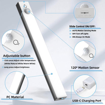 LuminWick Motion Light – Sleek 8-Inch LED Bar for Glass Cabinets and Wine Rack Displays