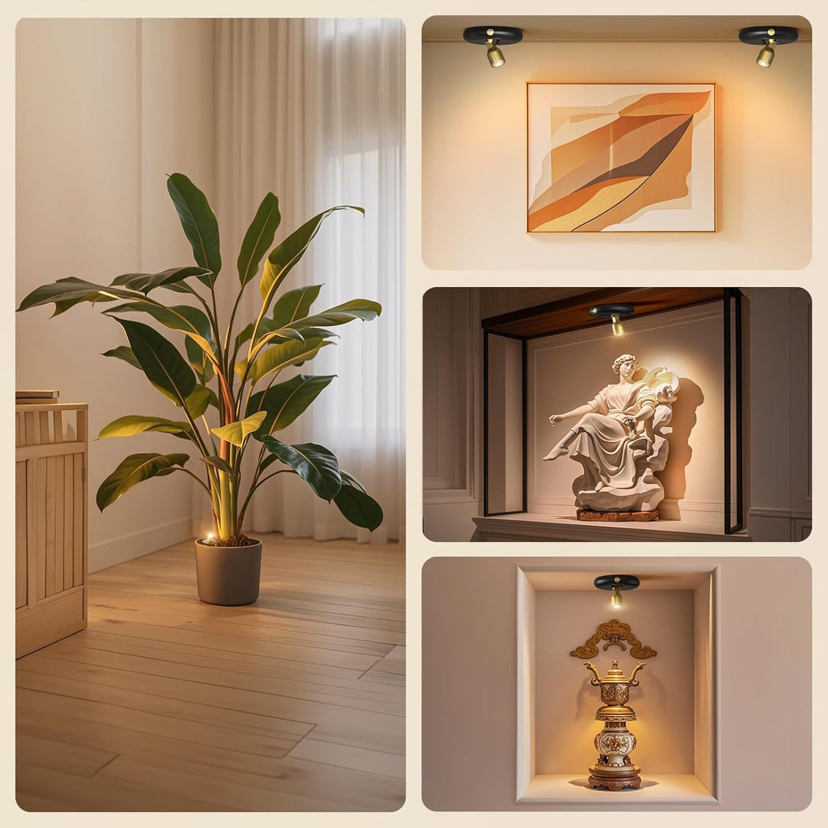 LUMIORA Cordless Mini Uplight for Less-Is-More Interiors, 3000K Warm LED Accent Light with No Visible Wiring