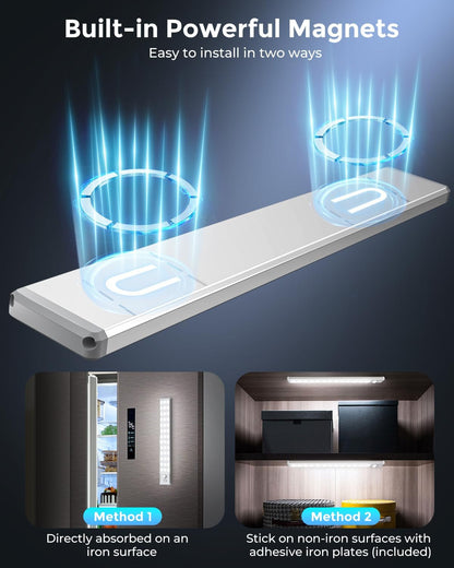 LUMIORA Under Cabinet Light – Slim Magnetic Closet Lighting, Tool-Free Adhesive Mount, Clean Scandinavian Kitchen Accent, 2 Pack
