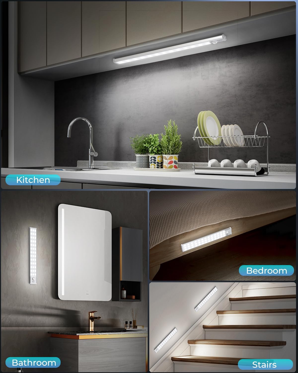 LUMIORA Under Cabinet Light – Slim Magnetic Closet Lighting, Tool-Free Adhesive Mount, Clean Scandinavian Kitchen Accent, 2 Pack
