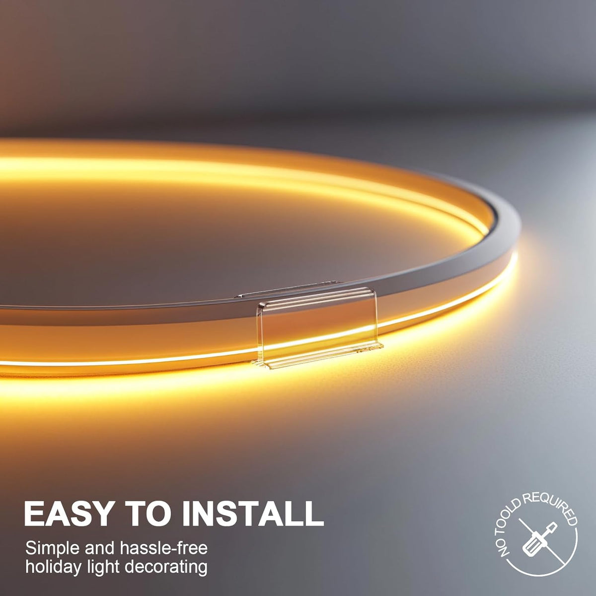 Lumistrip Transparent Neon Light Clips - 12mm Self-Adhesive Mounts for Clean Minimalist Interiors
