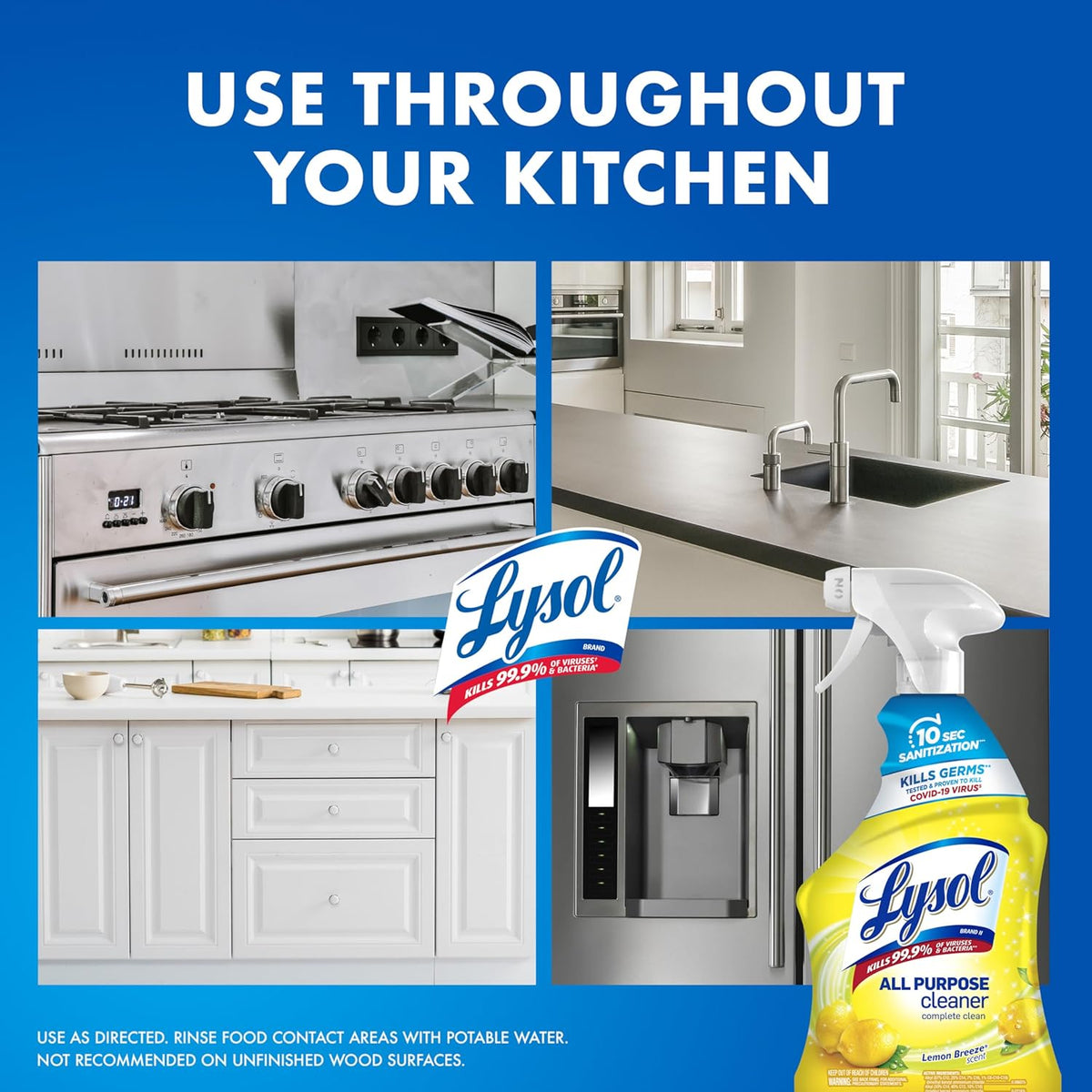 Lysol All Purpose Cleaner Spray – Fresh-Scented Disinfectant for Stylish Kitchens, Lemon Breeze, 32 Fl Oz