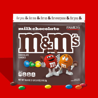 M&M'S Chocolate Candy for Camping and Concession Stands – 18 oz Family Size Resealable Bag