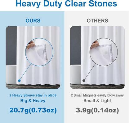 machine-washable construction compatible with standard or curved shower rods