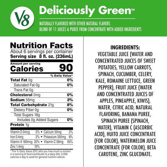made from the juices of 3 pounds of fruits and vegetables per 46 fl oz bottle