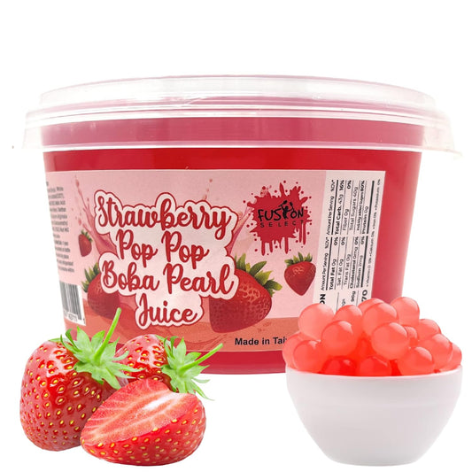 made with real fruit juice bursting pearls, not tapioca
