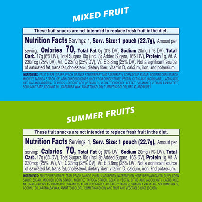 made with whole fruit (grape, pear, peach, mango, plum, blackberry, watermelon, honeydew, cantaloupe) as the first ingredient