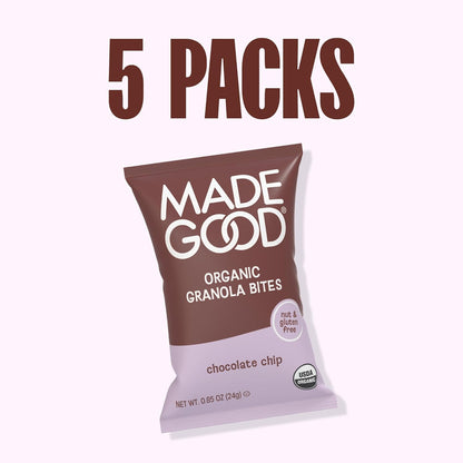 MadeGood Chocolate Chip Granola Bites – Mess-Free Travel Snack for Road Trips and Flights, Individually Wrapped