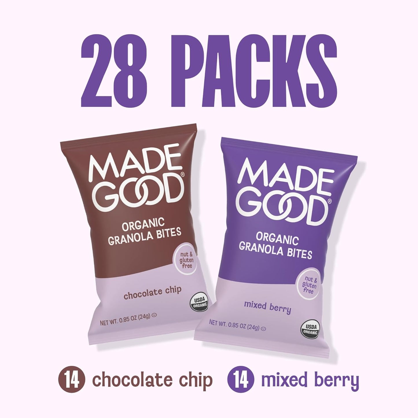 MadeGood Granola Bites Variety Pack – Travel Friendly Gluten Free Snacks for Hiking and Camping