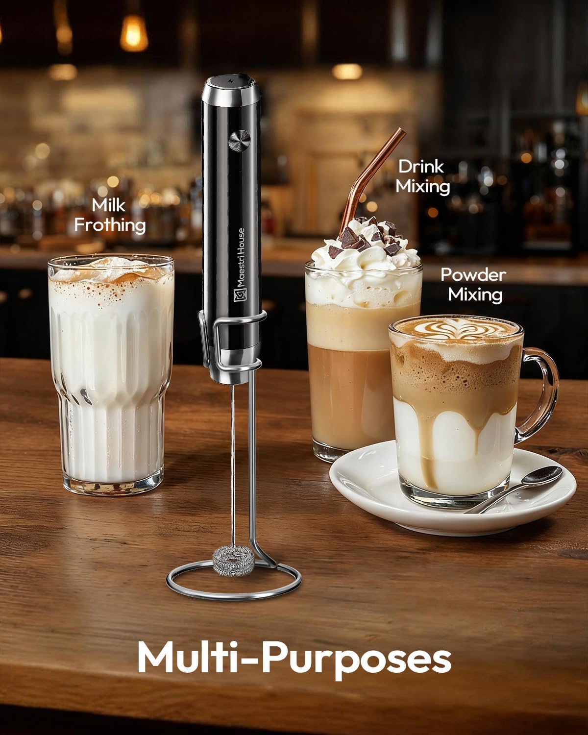 Maestri House LunaFro Rechargeable Milk Frother – Premium Birthday Gift for Coffee Loving Mom, Gift Box Ready
