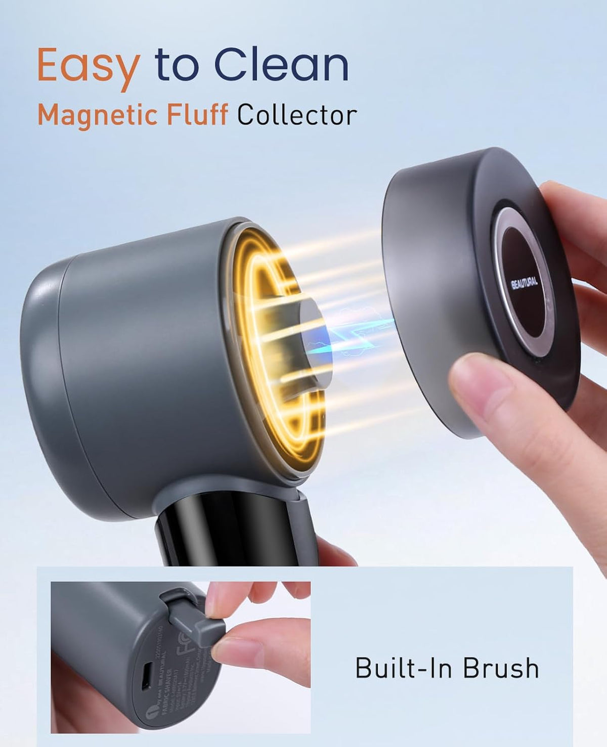 magnetic detachable lint collector with built-in cleaning brush