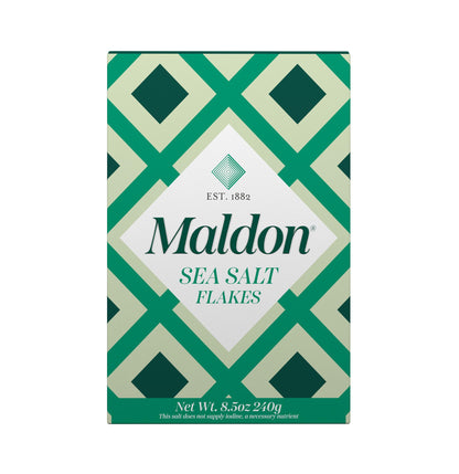 Maldon Salt, Sea Salt Flake, 8.5oz 240 g, Kosher/Natural/Unique Gourmet Pyramid Shape Salts Flake, Perfect for Wide Range of Dishes, Hand-Harvested for Four Generation (Packaging May vary) (Pack of 2)