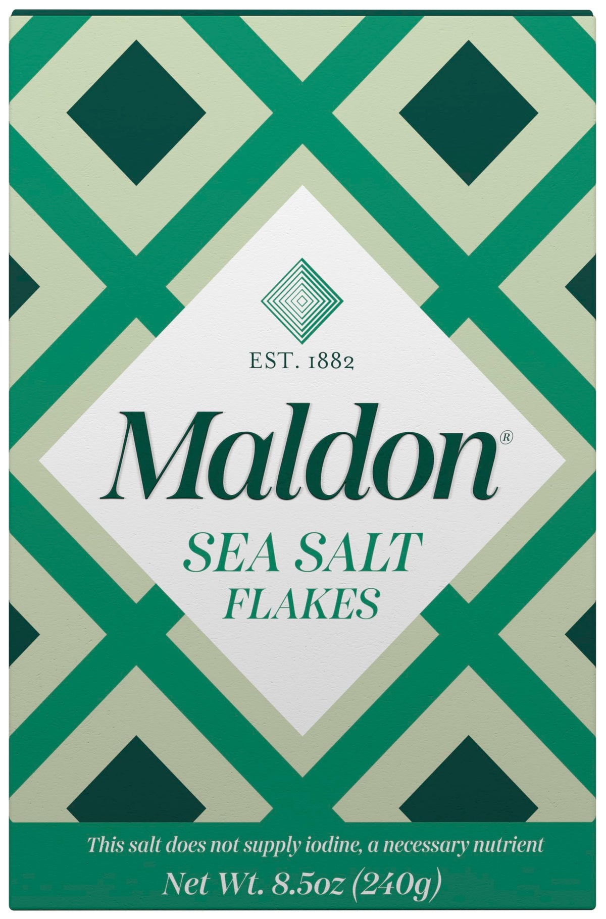 Maldon Salt, Sea Salt Flakes, 8.5 oz (240 g), Kosher, Natural, Unique Gourmet Pyramid Shaped Salt Flakes, Perfect for a Wide Range of Dishes, Hand-Harvested for Four Generations (Packaging May vary)
