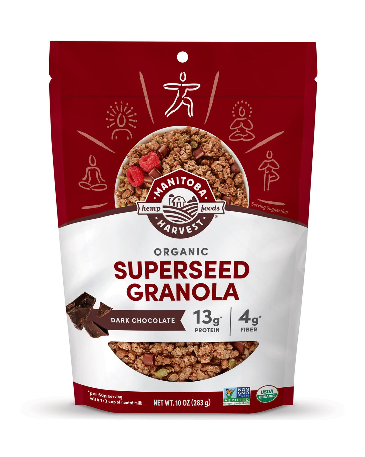 Manitoba Harvest Hemp Yeah Superseed Granola, Dark Chocolate - 10oz - 11g Protein, 4g Fiber, 3.5g Omega 3 &amp;amp; 6 per 60g serving - With Hemp &amp;amp; Pumpkin Seeds - Vegan, Non-GMO Project Verified