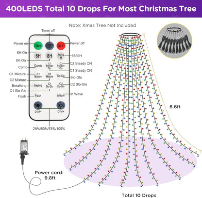 Marchpower String Lights – Modern Bedroom Decor Accent, 400 LED Copper Wire Tree Lights with 11 Flash Modes and Memory Function