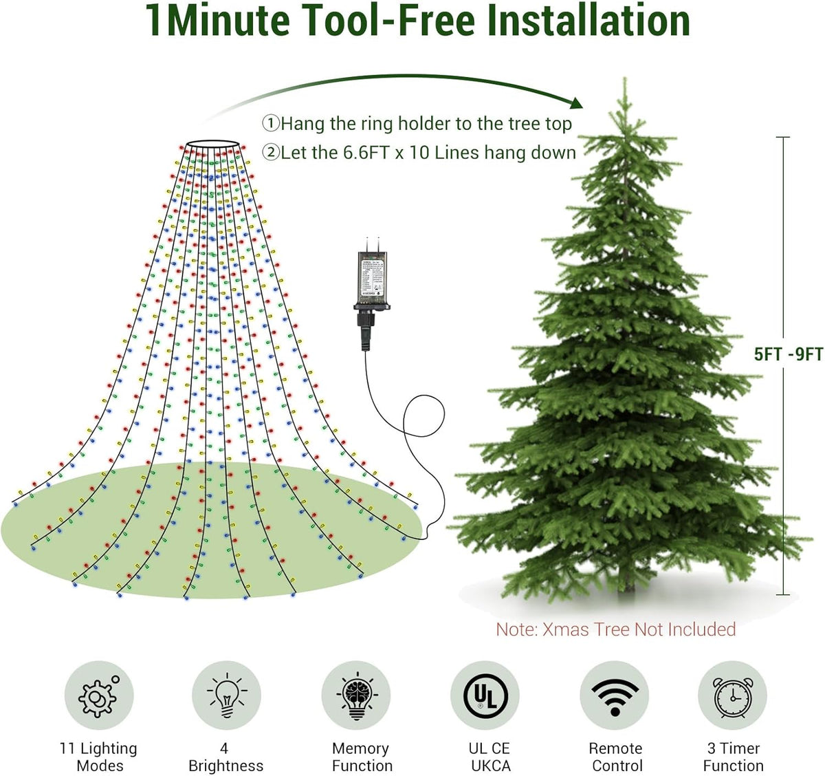 Marchpower String Lights – Modern Bedroom Decor Accent, 400 LED Copper Wire Tree Lights with 11 Flash Modes and Memory Function