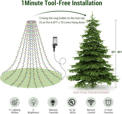 Marchpower String Lights – Modern Bedroom Decor Accent, 400 LED Copper Wire Tree Lights with 11 Flash Modes and Memory Function