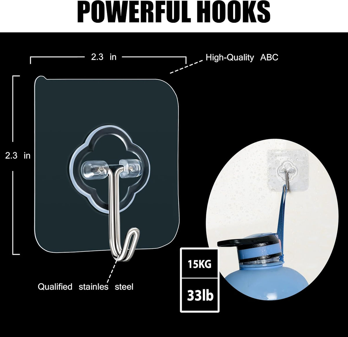 maximum load capacity of 33 pounds per hook