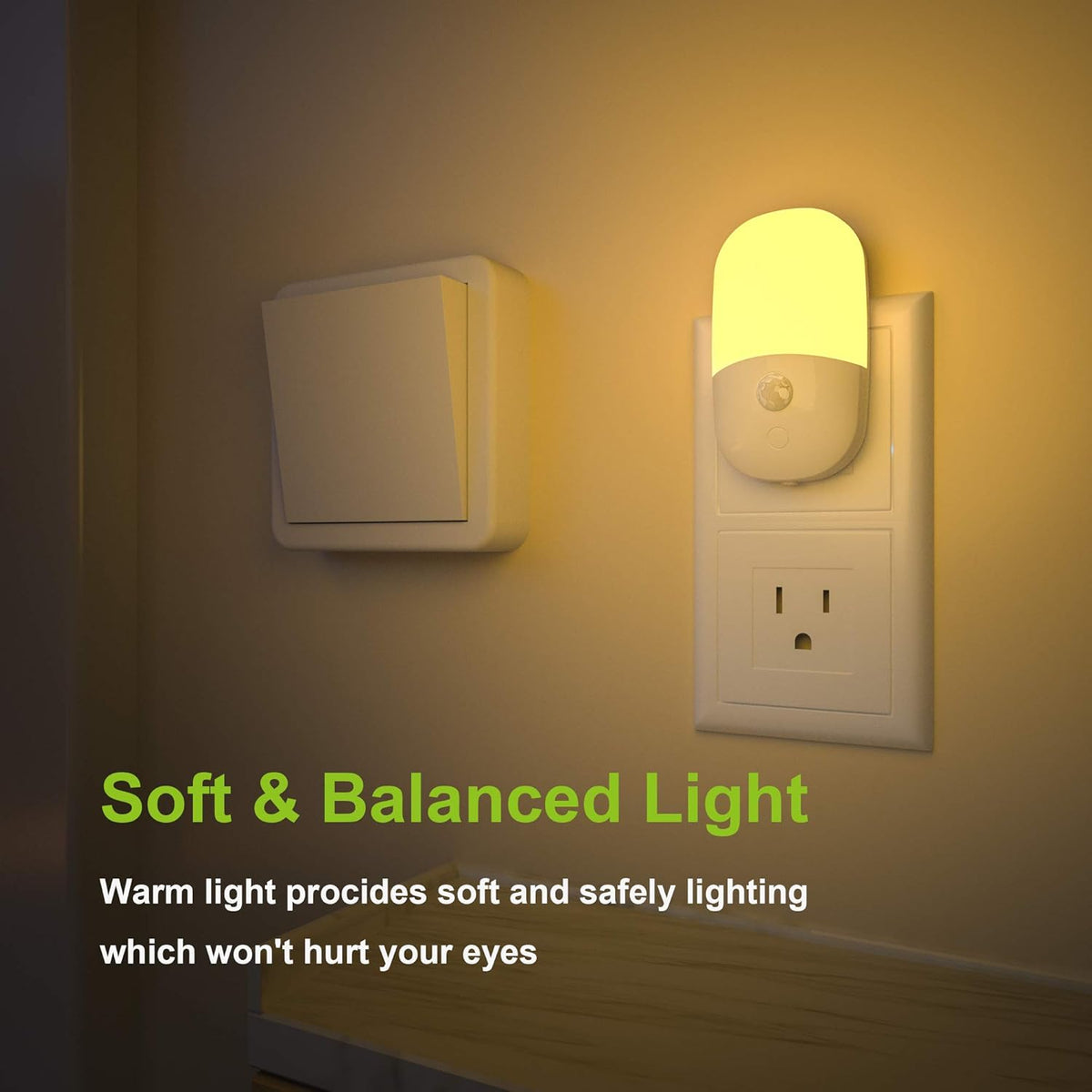 MAZ-TEK Plug in Night Light – Soft Warm Glow for Kids Bedroom and Playroom Peace of Mind
