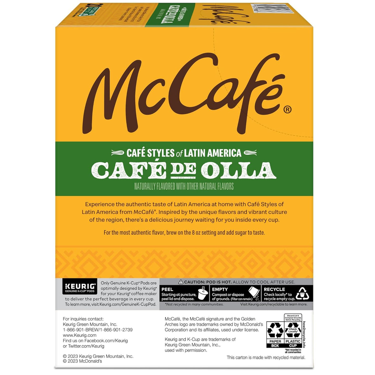 McCafe Cafe de Olla Keurig Single Serve Pods – Holiday Gift for Mom Who Loves Latin Coffee, 20 Count