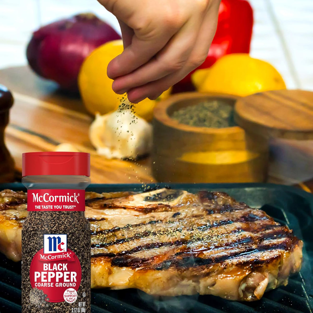 McCormick Coarse Ground Black Pepper – Recycled Bottle Coarse Pepper for Intentional, Less-Is-More Cooking