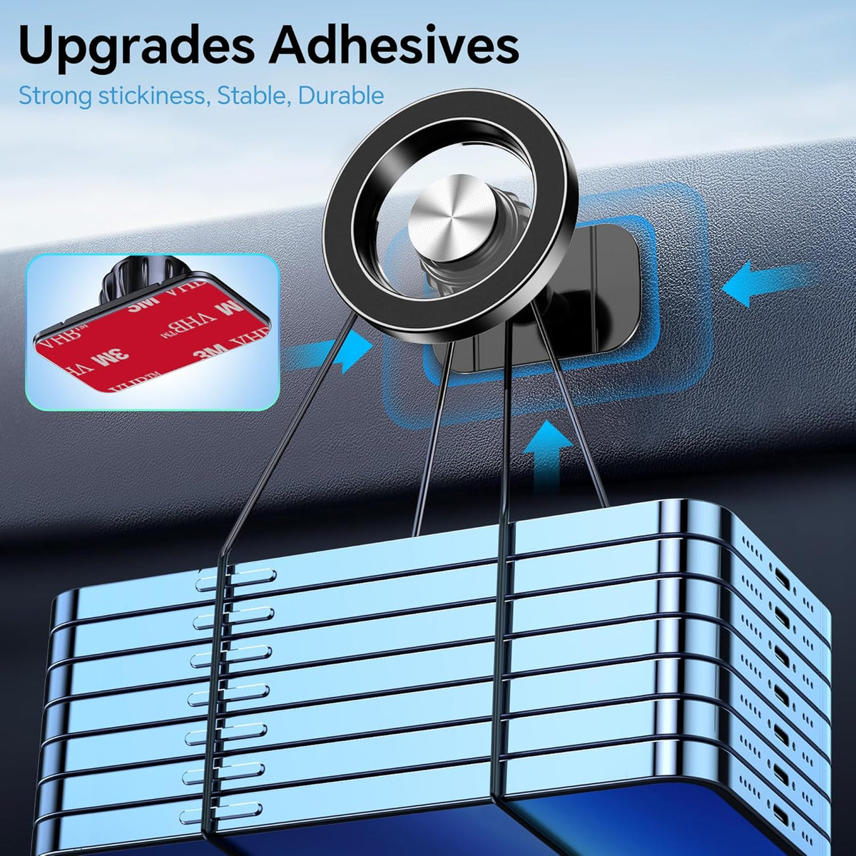 metal ring adapter included for non-magsafe android phones and cases