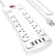 10 Ft - White(12 Outlets)