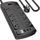 10 Ft - Black(8 Outlets)