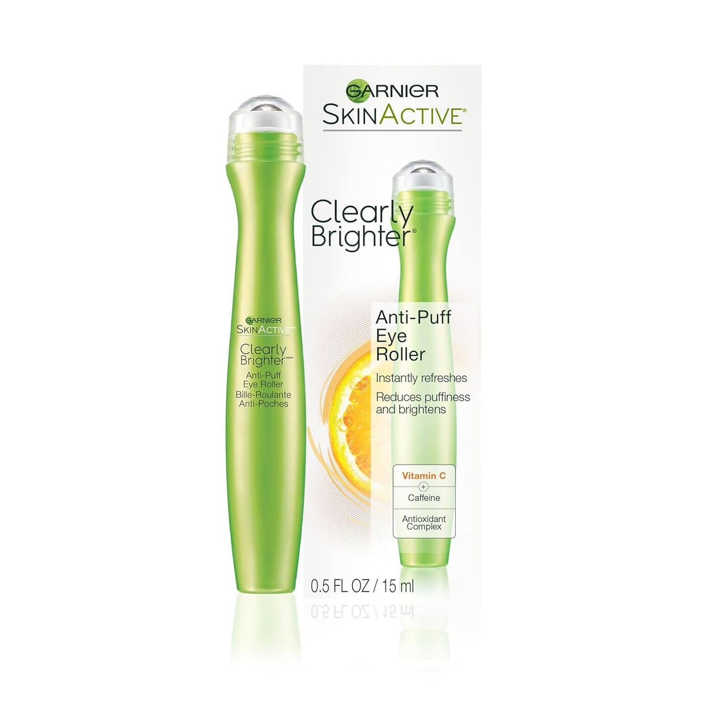 micro-stimulating roll-on metal ball applicator for cooling, de-puffing massage effect