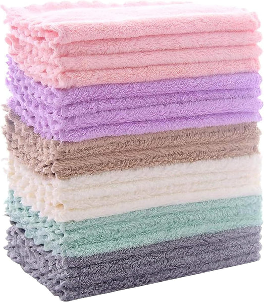 microfiber coral fleece fabric with looped outer weave for scrubbing and tight under-weave for strength