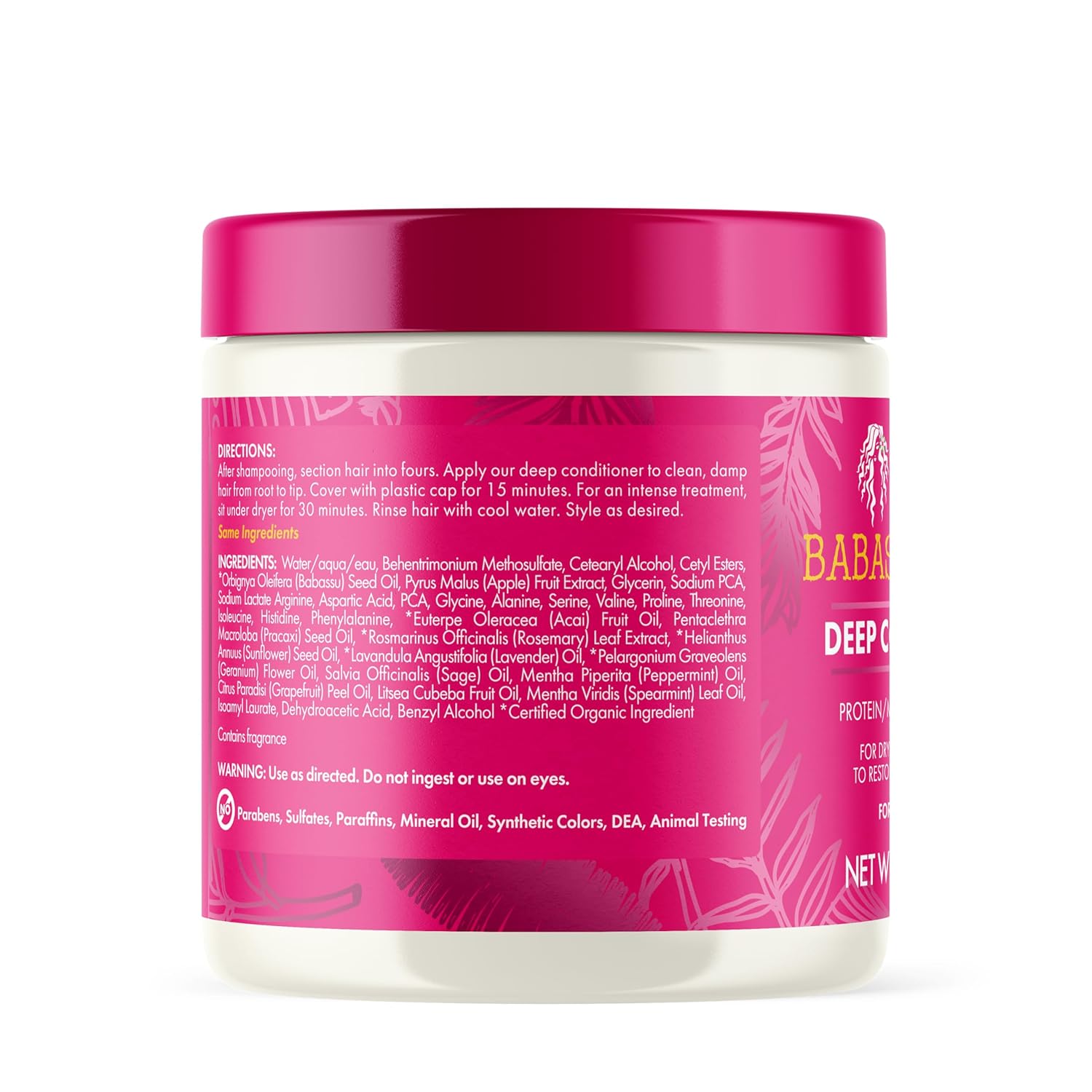 Mielle Organics Babassu & Mint Deep Conditioner with Protein – Self-Care Hair Ritual for Curly, Coily & Natural Hair, Restorative Spa Treatment at Home