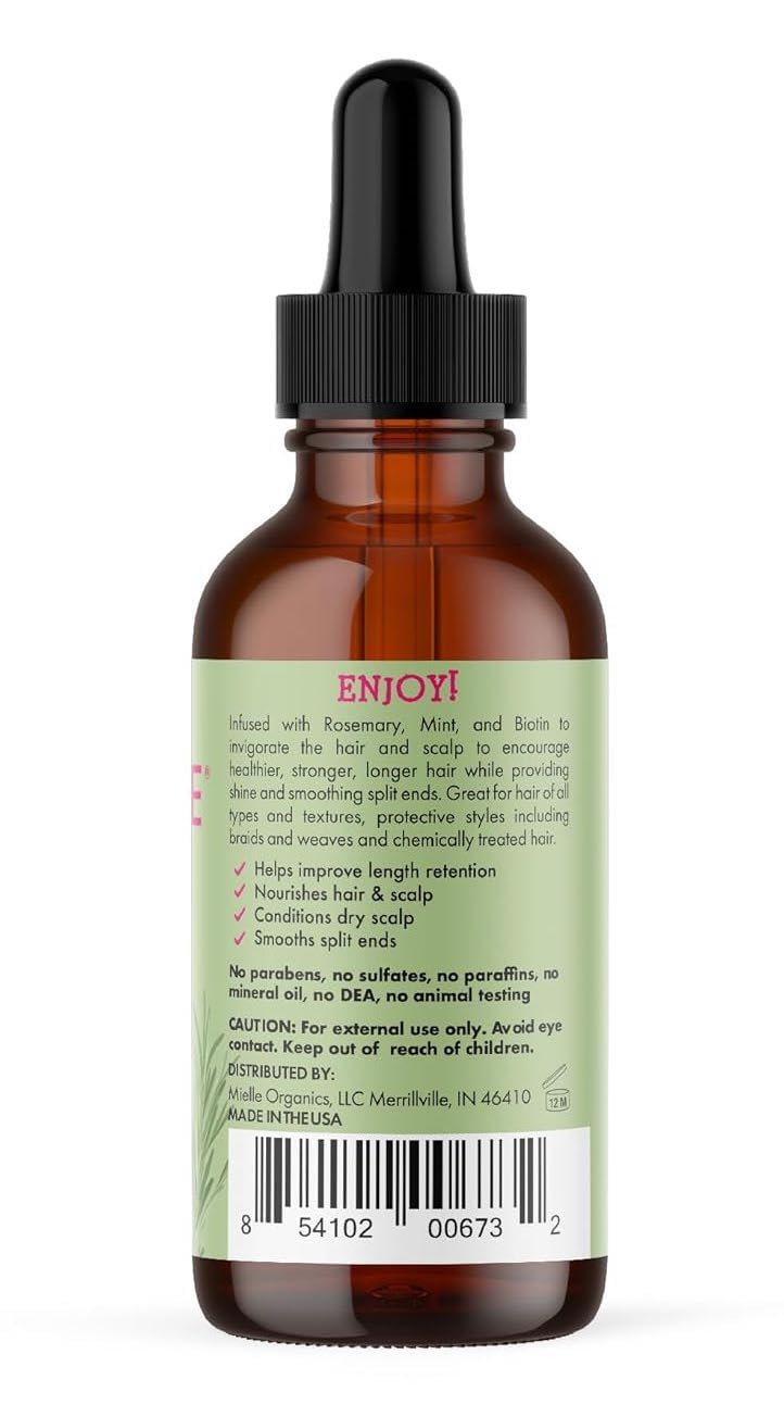 Mielle Organics Rosemary Mint Scalp Oil – Nightly Self-Care Ritual for Dry, Flaky Scalp Relief