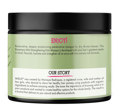 Mielle Organics Rosemary Mint Strengthening Hair Mask – Biotin-Infused Deep Conditioning Treatment for Curly & Coily Hair, 12 Ounce