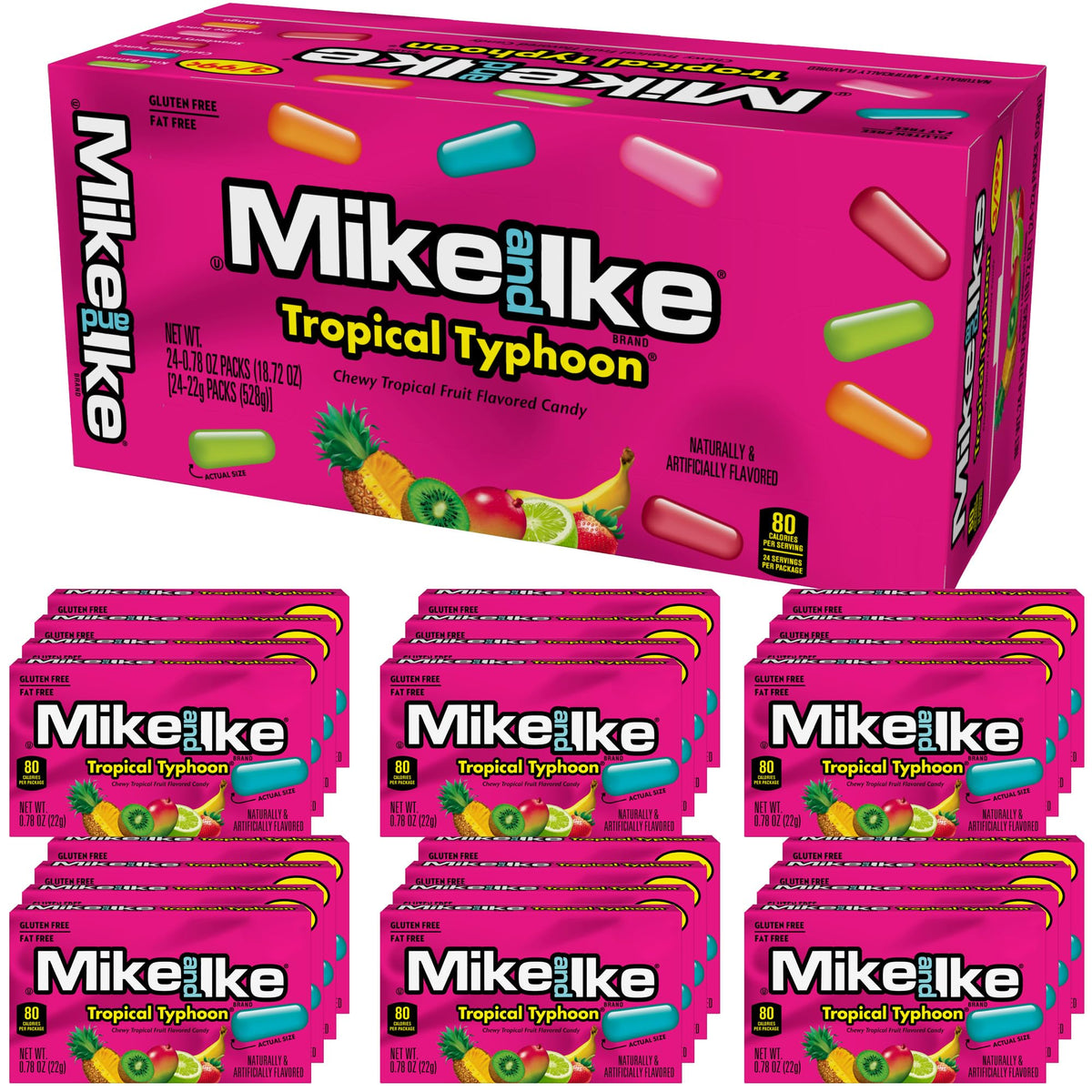 Mike and Ike Tropical Typhoon Candy, 0.78 Ounce Box (Pack of 24)