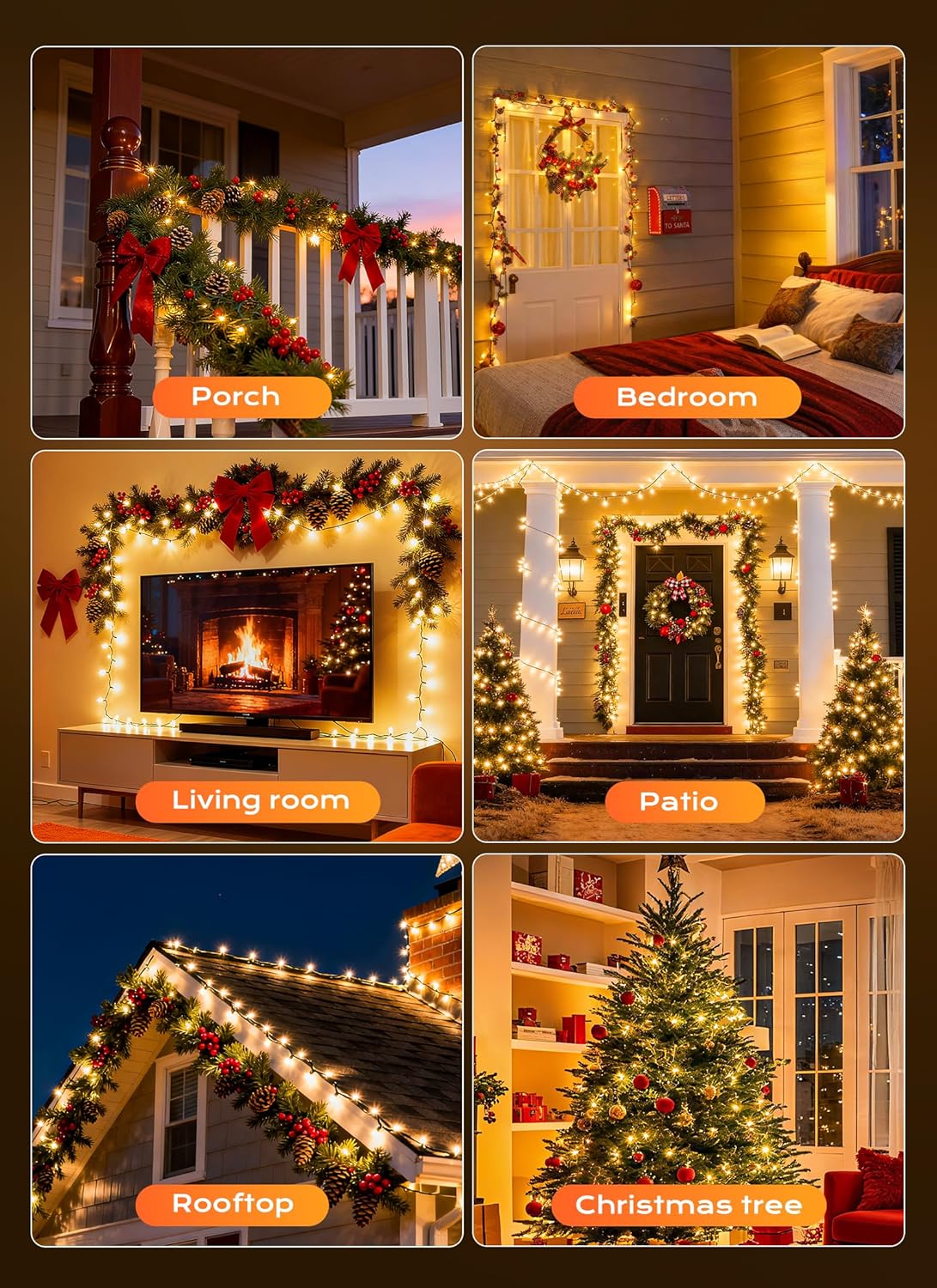 Minetom Clear Christmas Lights – Pergola and Gazebo Backyard Ambiance, Linkable Weatherproof