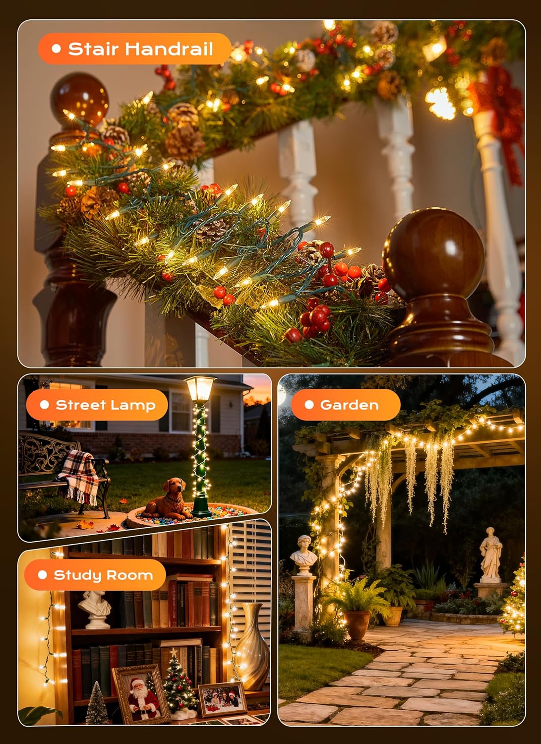 Minetom Clear Christmas Lights – Pergola and Gazebo Backyard Ambiance, Linkable Weatherproof