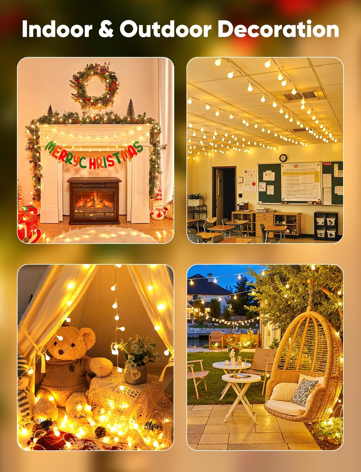 Minetom Globe String Lights – Housewarming Gift for Couples & New Homeowners, 33ft 100 LED Warm White Plug-in Fairy Lights with Remote