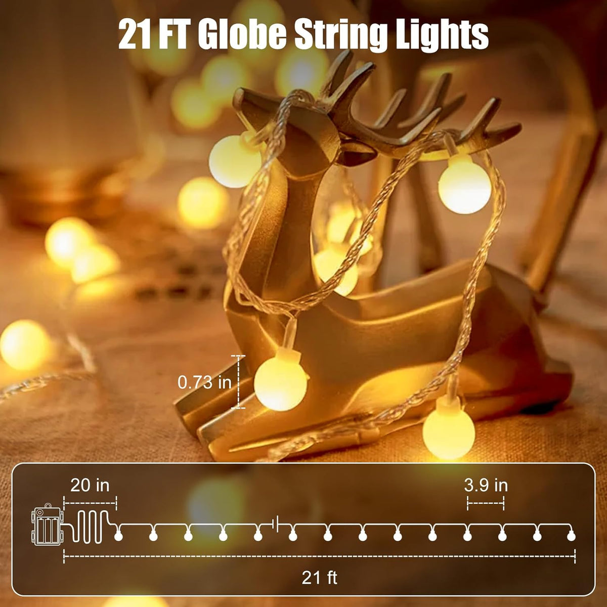 Minetom Portable LED Globe Lights – Cordless Camping String Lights for Tents, Canopies & Outdoor Dining