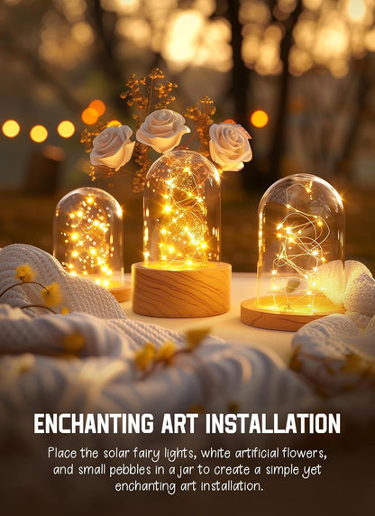 Minetom Solar Fairy Lights as Housewarming Gift, 33Ft 100 LED Cordless Outdoor Lights for New Homeowners
