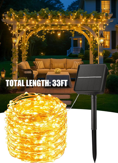 Minetom Solar Fairy Lights as Housewarming Gift, 33Ft 100 LED Cordless Outdoor Lights for New Homeowners