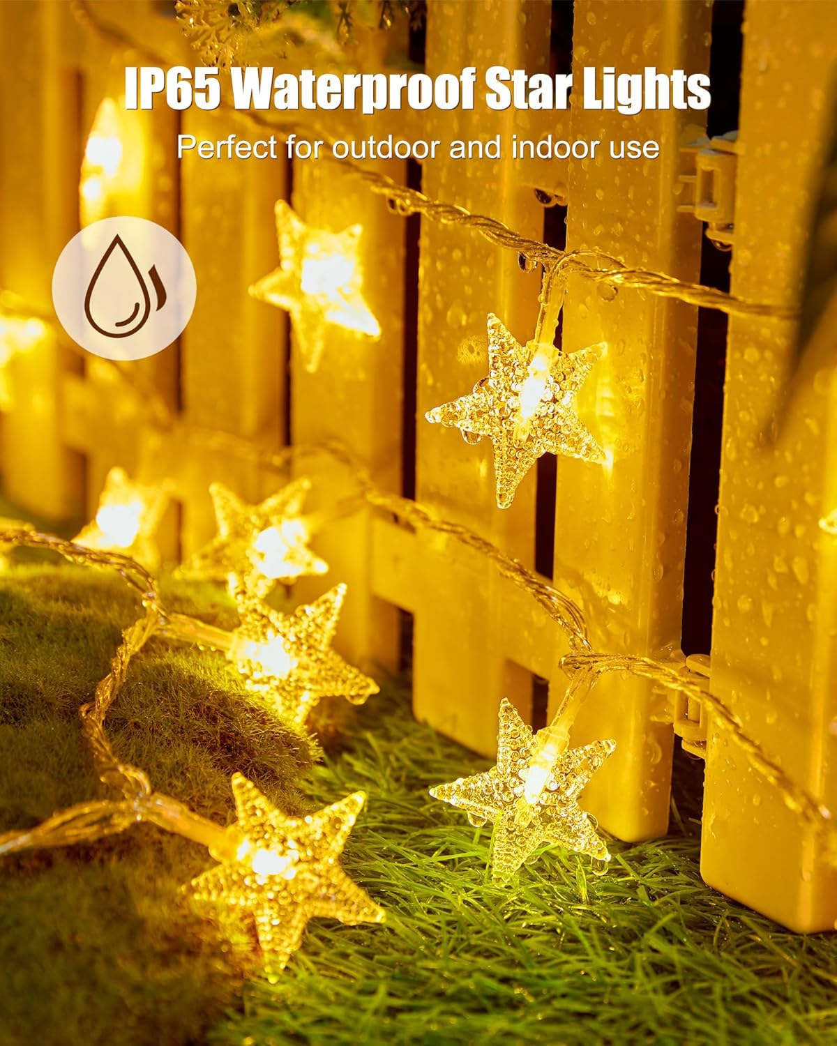 Minetom Star String Lights Battery Operated – Toddler-Friendly Playroom Decor with Auto-Off Timer, 50 LED Stars