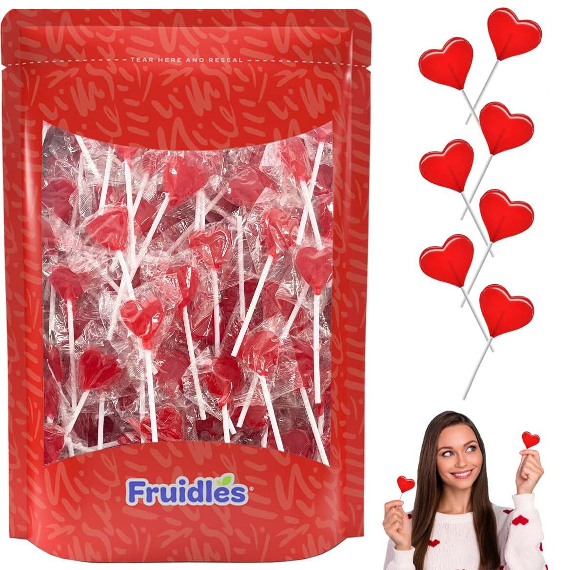 mini red heart-shaped lollipop format (0.5 x 0.5 x 0.5 inches)