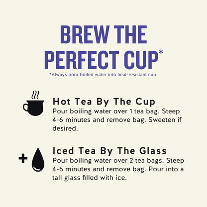 minimal packaging: bagless teabags (no string, tag, or staple) printed on 100% recycled paperboard with 35% post-consumer content