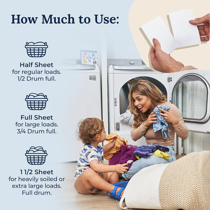 Miss Mouth's Messy Eater Travel Laundry Detergent Sheets for Hotels and Airbnbs, TSA Friendly Size