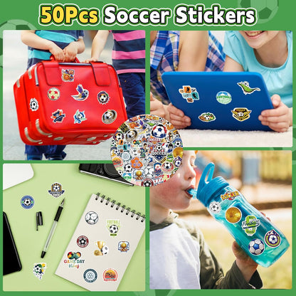 Miucat 98Pcs Soccer Party Favors – Ready-to-Give Birthday Gift Set for Soccer-Loving Kids, Whistles, Bracelets, and Bags
