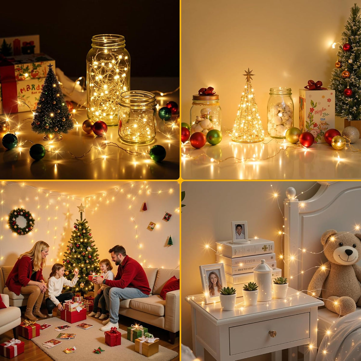 Mlambert Rechargeable Twinkle Lights Warm White – Romantic Valentine's Day Gift for Couples, Battery Operated String for Anniversary Date Night