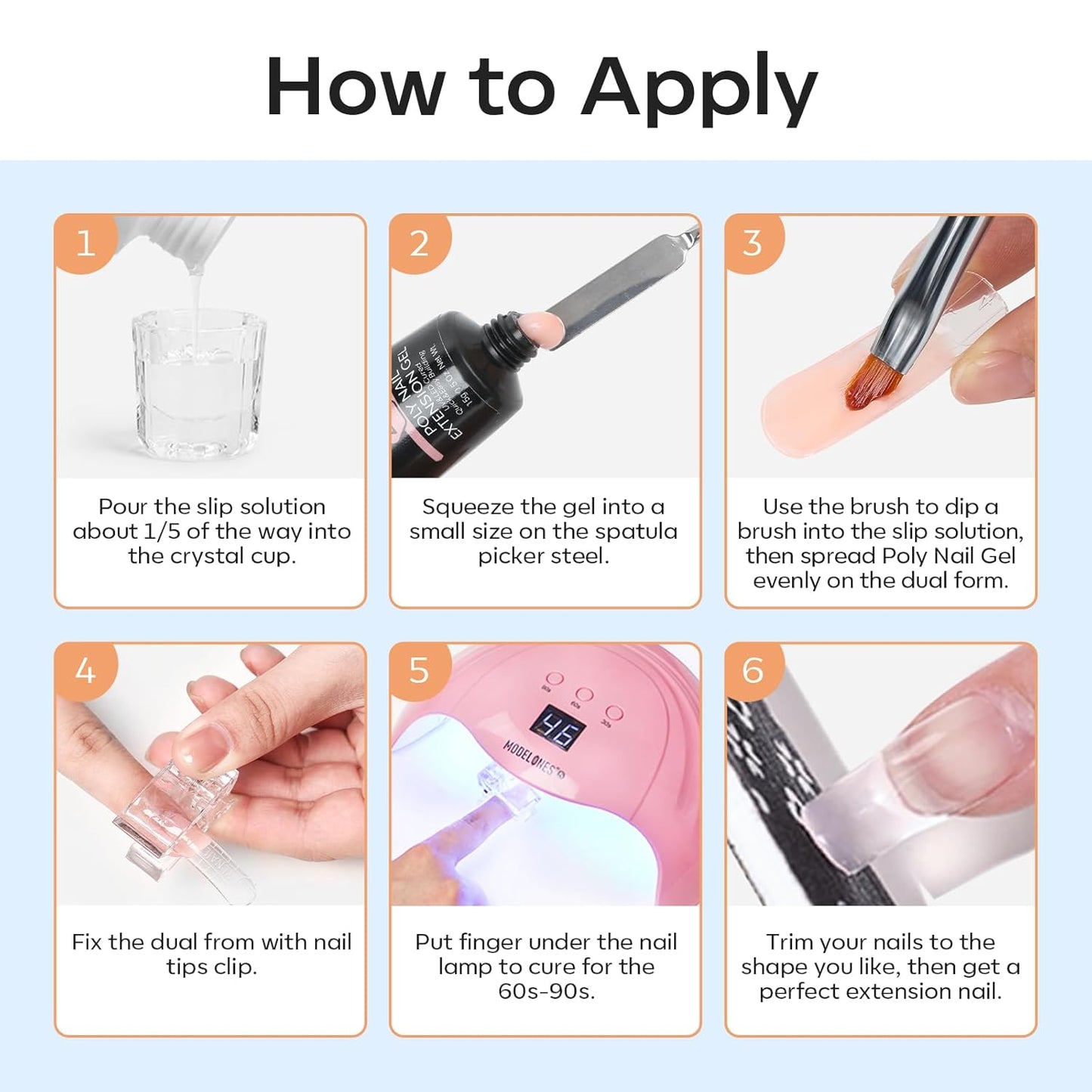 Modelones Poly Extension Gel Slip Solution – Starter Brush and Anti-Stick Liquid Set for Learning Dual-Form Nails