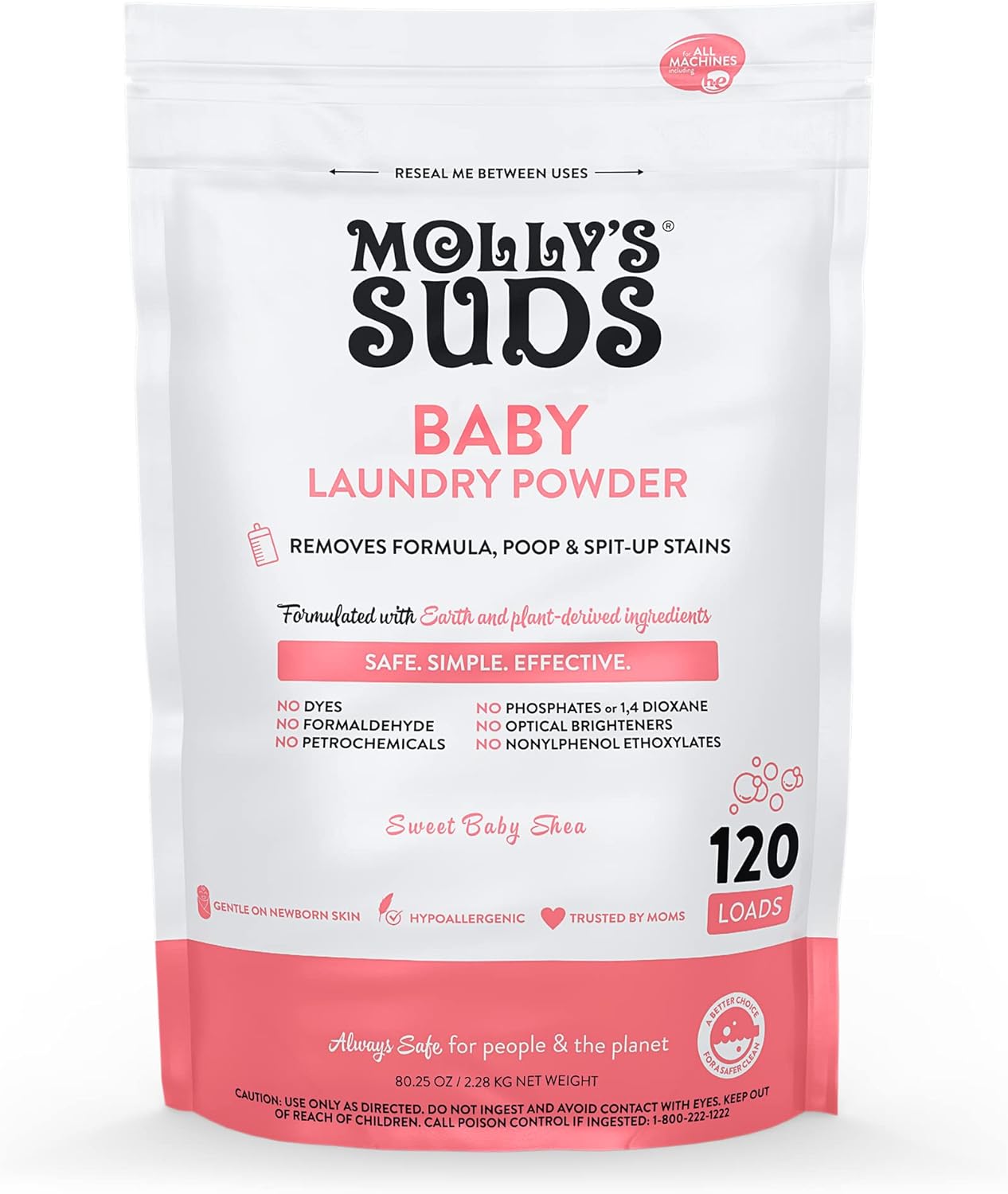 Molly's Suds Baby Laundry Detergent Powder – Additive-Free Wash for Newborns and Chemically Sensitive Households