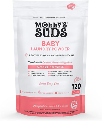 Molly's Suds Baby Laundry Detergent Powder – Additive-Free Wash for Newborns and Chemically Sensitive Households